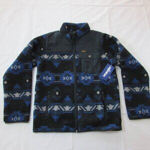 Wrangler Boy's XXL Aztec Print Sherpa Lined Full Zip Jacket - Blue